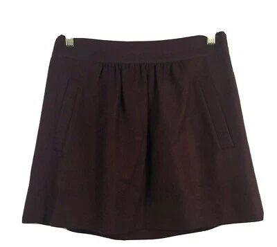 J. Crew Womens Size 2 A-Line Mini Skirt Burgundy Maroon Wool Blend Career Pocket - Image 1 of 4