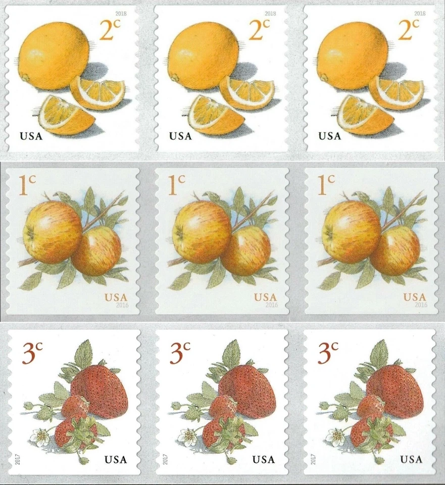 US #5037/5201/5256 MNH Strips 2016-2018 Fruits Definitives Coils - Image 1 of 1