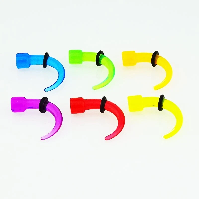 6er Set Fluoro Claw 4mm Plug Ohrkralle Piercing Ohrpiercing Tunnel 6 Farben - Bild 1 von 1