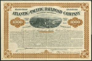 USA: Atlantic and Pacific Railroad Co., Western Division, Income mortgage bon... - Picture 1 of 1