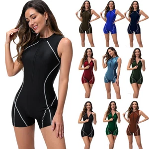 Women's One Piece UV Rash Guard Bathing Suit Sleeveless Swimsuit Surfing Wetsuit - Picture 1 of 22