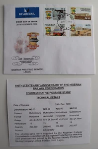 Nigeria 1998 100th Anniversary Nigerian Railway Corporation Lagos Cover - Picture 1 of 2