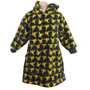 Pokemon Super Soft Black Pikachu Oodie with Front Pocket Pouch Kids Size M - Picture 1 of 9