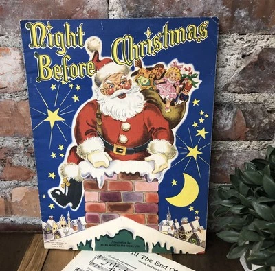 Night Before Christmas Book Vintage 40s Large Whitman Illustrated Miloche Kane - Image 1 of 4