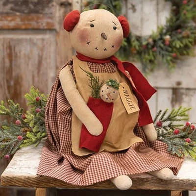 NUEVO MUÑECO DE NIEVE PRIMITIVO MUÑECA MAGGIE Y BEBÉ Navidad Invierno Paño 21"T x 6"W x 6"D Foto 1 de 2