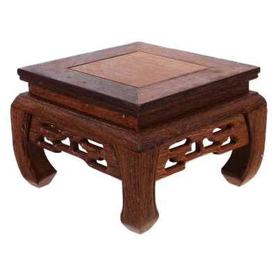  Wooden Display Stand For Vase Bonsai And Teapot Square Pedestal Base Oriental - Image 1 of 4