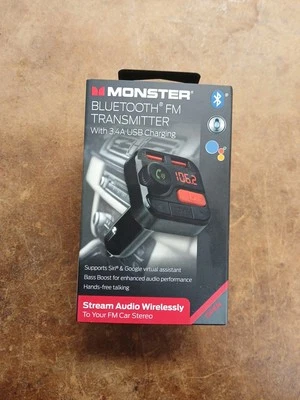 Monster Bluetooth FM Transmitter with 3.4 Amp USB Charging Ports, factory sealed - Image 1 of 2