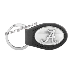 NCAA  Alabama Crimson Tide RTR  Zep-Pro Leather Concho Key Fob black keychain - Picture 1 of 1