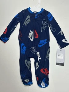 Neu Nike Baby Pyjama mit Füßen wandelbare Handhandschuhe Reißverschluss Nachtwäsche Größe 6M - Bild 1 von 6