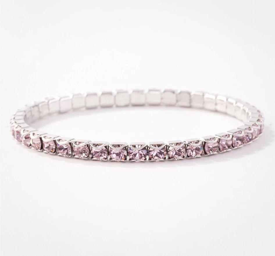 NEW Touchstone Crystal June Birthstone Stretch Bracelet Light Amethys Pink - Image 1 of 1