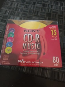 SONY - CD-R - 15 Pack Music Disc 5 Colors Slim Jewel Cases 80 Min ~ Sealed - Picture 1 of 5