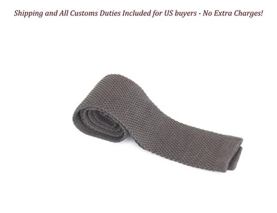 Gravata masculina SUITSUPPLY 148x5,5cm marrom malha de seda extremidade quadrada formal - Imagem 1 de 4