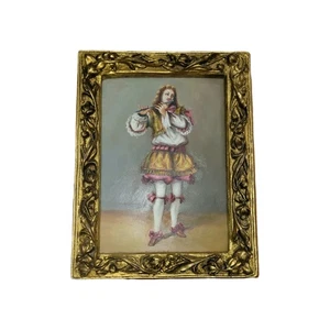 Figura renacentista pintura pequeña vintage retrato hombre en disfraz - Imagen 1 de 1