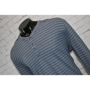 Tommy Bahama Henley Shirt Mens Size XL Blue Striped Cotton Polyester Blend - Picture 1 of 6