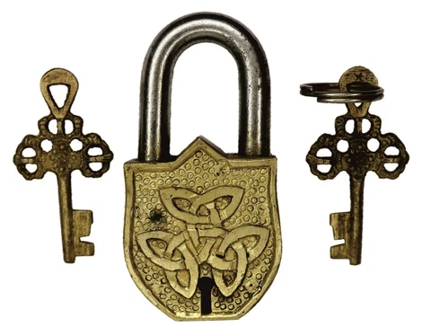 Unique Design Victorian Antique Style Door Lock Handcrafted Solid Brass Padlock Cover