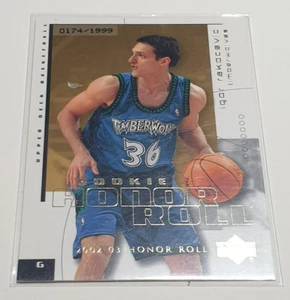 2002-03 UD Honor Roll Igor Rakocevic Rookie Card #ed/1999 Minnesota Timberwolves - Picture 1 of 1