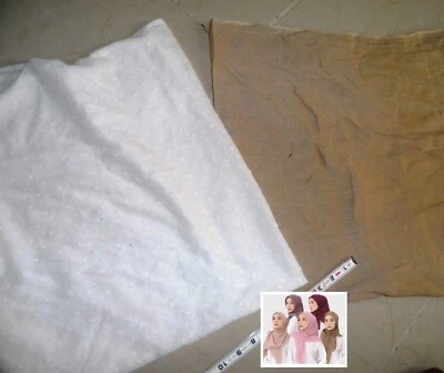 Lote 2 peças lenços quadrados de algodão marrom e branco hijabs liso liso liso 38 x 38 - Imagem 1 de 4