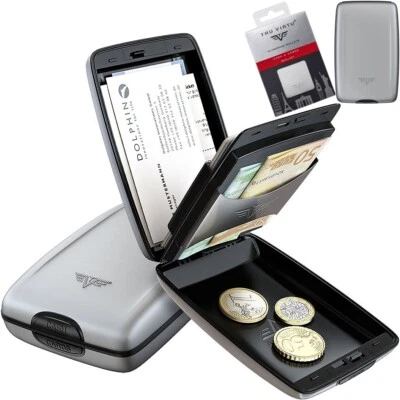 TRU VIRTU Kartenetui Kreditkarten Geldbörse Portemonnaie Aluminium RFID Silver