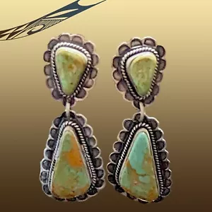 Sterling Silver & Turquoise Navajo Earrings by G. Ramone - Picture 1 of 1