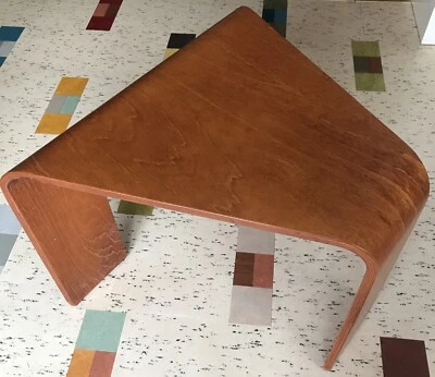 Vintage Retro Ekorness Bent Wood Formed Nordic Coffee Side Table Tripod Scandi - Image 1 of 4