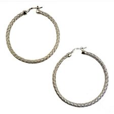 Charles Garnier Perugia 35 mm S Silver Woven Hoop Earrings Rhodium Finish Paolo