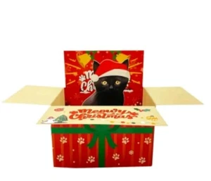 Pop Up Cat In A Box Meowy Christmas Card - Picture 1 of 2
