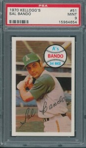1970 Kellogg's #51 Sal Bando PSA MINT 9 *4654