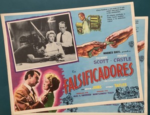 THE COUNTERFEIT PLAN Zachary Scott Peggie Castle (2) MEXICAN LOBBY CARDS 1957