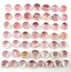 28.10 Ct Natural Pink Tourmaline Loose Gemstone 4-6 mm Cabochon 50 Pcs Lot-63943 - Picture 1 of 5