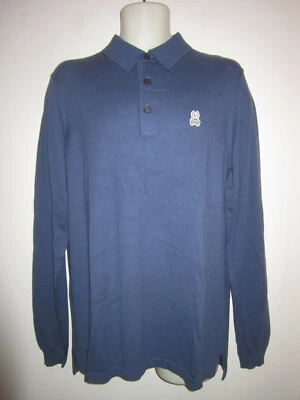 PSY BUNNY полный модный свитер пуловер поло стиль 100% шерсти синий размер M - Изображение 1 из 4