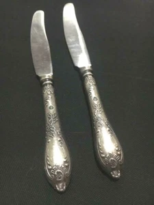 Vintage 2 pieces Rare Food knife Sterling Silver 300 flatware set ‏Decorated - Picture 1 of 12