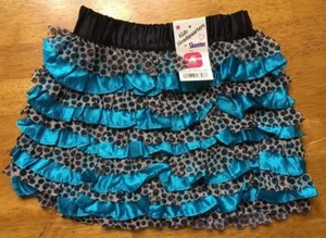 NWT Kids Headquarters Girl's Blue & Brown Ruffled Skooter Skirt - Size: 4 - Picture 1 of 9