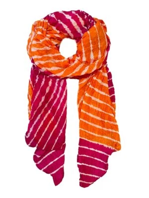 Anupam Tradicional Rosa-Naranja Leheriya Bhandej Tie-Dye Tafetta Seda Dupatta Foto 1 de 2