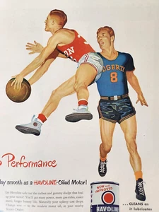 Basketball Player Texaco Havoline Motor Oil Vintage Ad 1948 Magazine Art Print - Picture 1 of 5