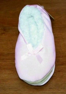 The Original Skidders Women's Satin Plush Lined Slippers Gripper Bottom Pink S M - Picture 1 of 3