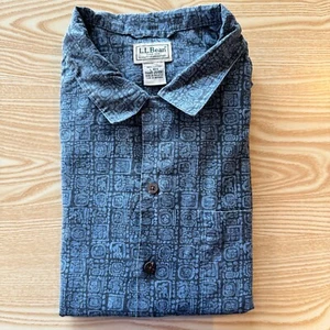 L.L.Bean Short Sleeve Shirt Mens Large Blue 26" Pit-to-Pit Designer Fashion Logo - Picture 1 of 9