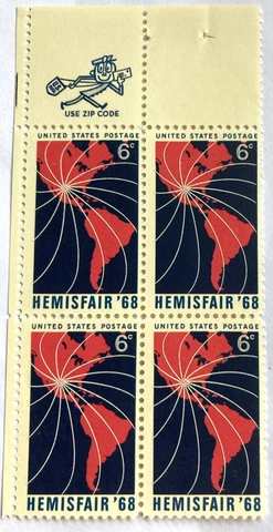 US Stamps Scott # 1340 Zip Block-HemisFair '68 - MNH Cover