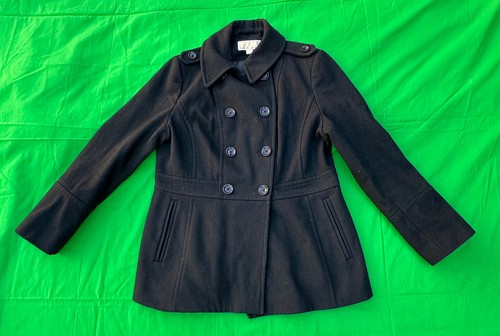 Giacca cappotto donna Michael Kors nero lana pea taglia L.