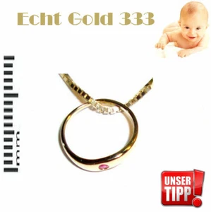 SET TAUFRING ECHTER RUBIN & TAUFKETTE GOLD 333 MÄDCHEN TAUF SCHMUCK TAUFGESCHENK - Bild 1 von 1