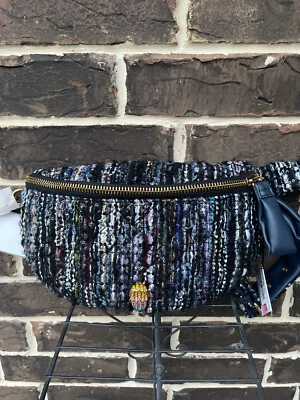 NWT Kurt Geiger Kensington Large Tweed Soft Belt Bag Fannypack Shoulder Bag Navy - Image 1 of 4