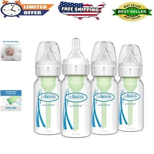 Narrow Anti-Colic Baby Bottle with Slow Flow Nipple, 4 oz, 4-Pack by Dr. Brown's - Picture 1 of 13