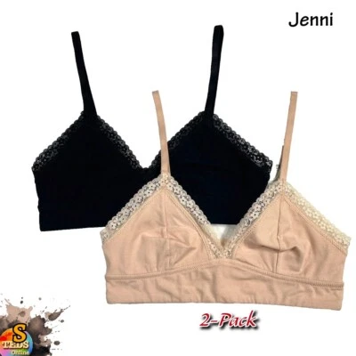 NWT 2-Pack Jenni by Jennifer Moore Womens S Wide Lace Bralette Assorted - Image 1 of 4