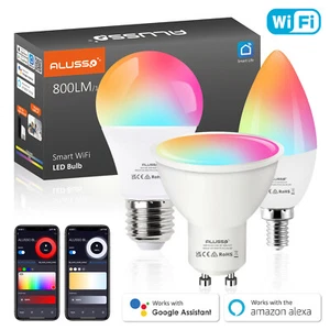 1-16x Smart LED Birne WiFi RGB+CCT Dimmbar Birne E27 E14 GU10 Alexa Google Home - Bild 1 von 15