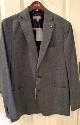 NUEVO CON ETIQUETAS $275 Daniel Cremieux Signature Collection Gris Lana Abrigo Deportivo Chaqueta talla L Foto 1 de 4