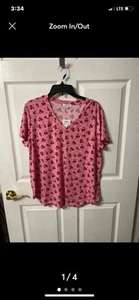 Pink T-shirt With Heart Shaped Cherries Size Xl - Picture 1 of 4