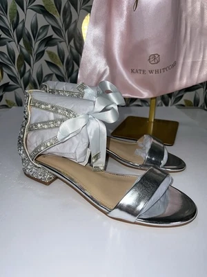 Kate Whitcomb Wedding Shoes 7 Rhinestone Abbie Bling Flats Silver Pearl Comfort - Image 1 of 4