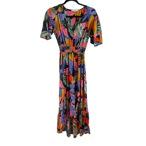 Abel The Label ATL Anthropologie Leonard Floral Tropical High Low Midi Dress S - Picture 1 of 6
