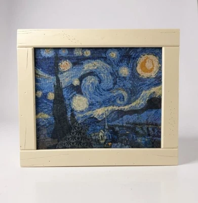 Framed "Starry Night" Mosaic Art With White Wooden Frame 19" X 24" diamond paint - Image 1 of 4