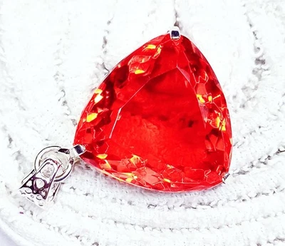 Colgante de plata maciza con topacio naranja GS de 86,70 quilates piedra preciosa suelta certificada Foto 1 de 4