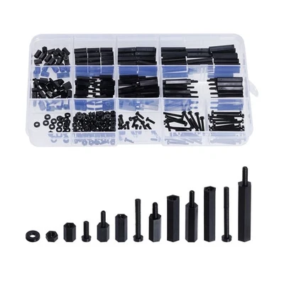 Lystaii 320pcs M2 Nylon Hex Spacer Standoff Kit Male Female Screw Nut Threaded